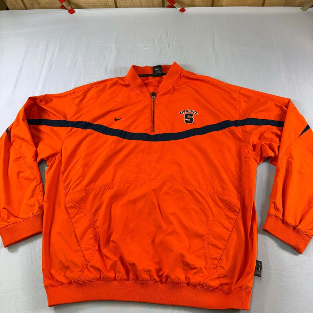 Nike Team Syracuse Orange Clima-FIT Quarter Zip‎ Windbreaker Mens Large Orange